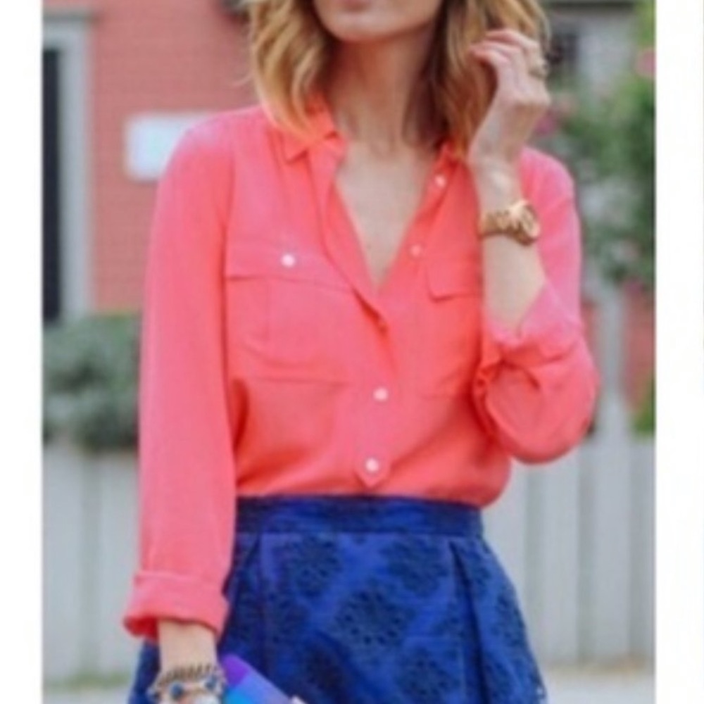 Jcrew Blythe 100% silk coral color